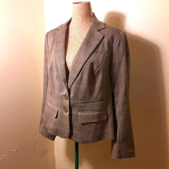 Lane Bryant mocha button front pinstripe blazer 18 - Picture 2 of 8